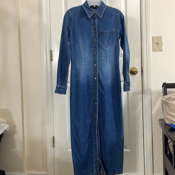 Moda International | Dresses | Long Denim Dress | Poshmark